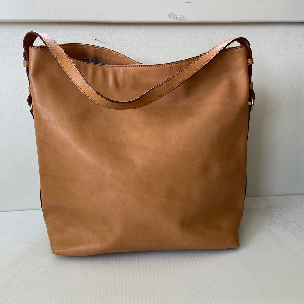 Mark & Graham Camel Tan Brown Leather Tote Bag